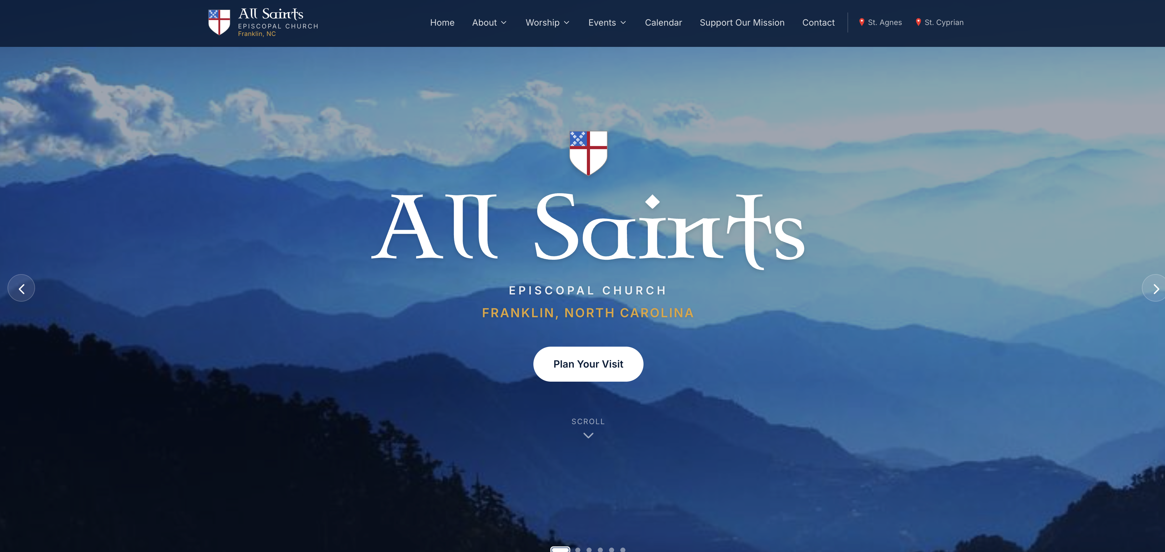 Screenshot of All Saints Episcopal Church website