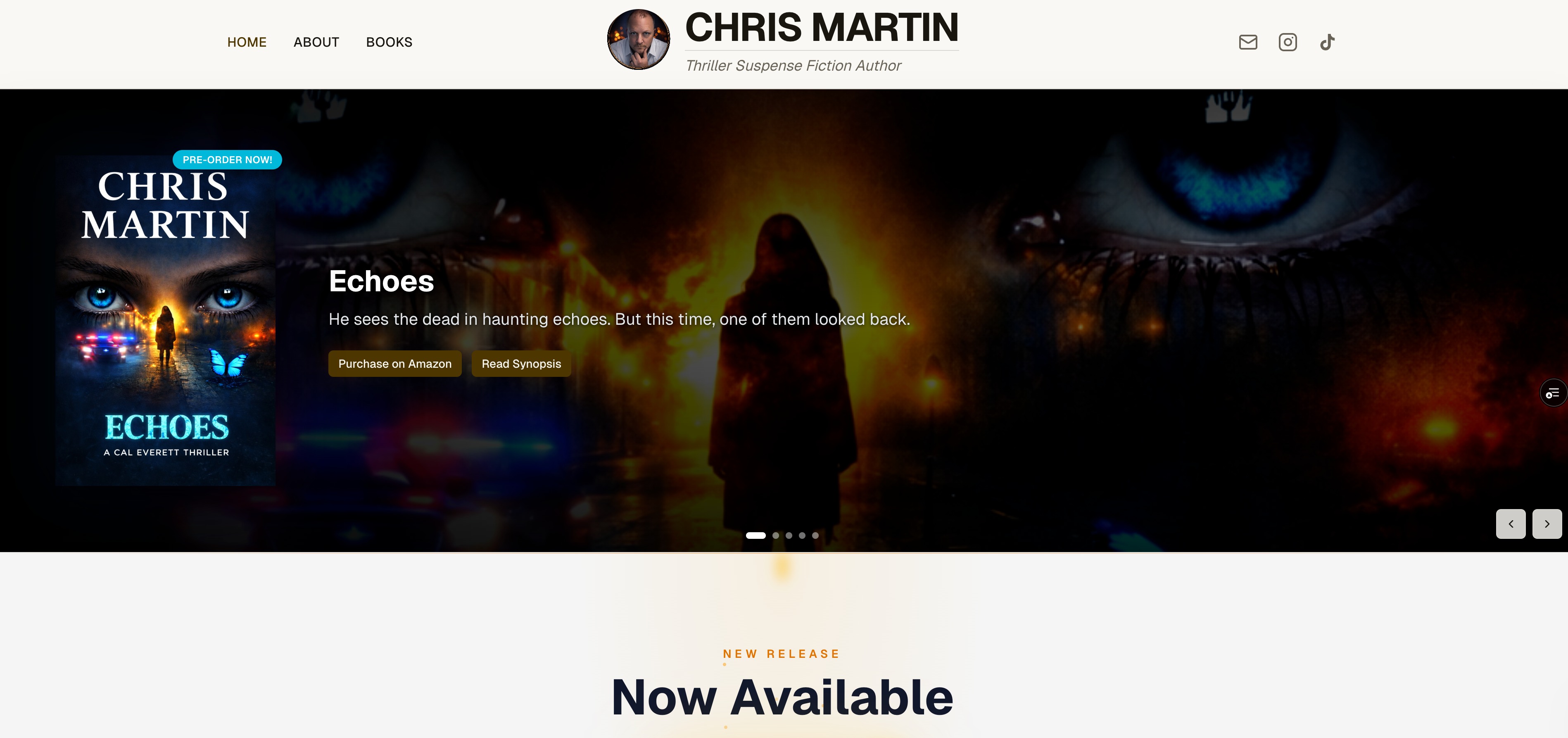 Screenshot of Author Chris Martin website